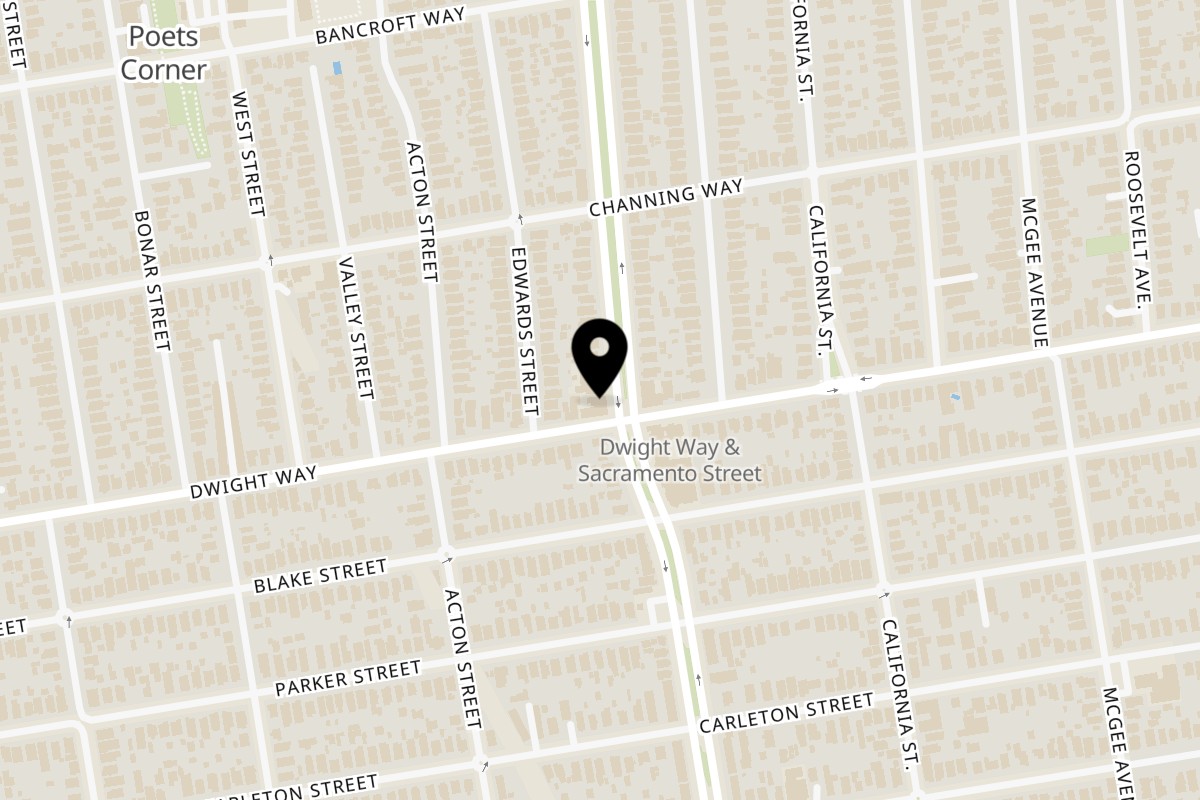 Map showing the location of Breads of India on 2448 Sacramento St in Berkeley